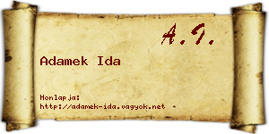 Adamek Ida névjegykártya